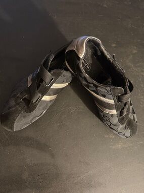 Coach Black and Pewter Signature Slip-On Sneakers